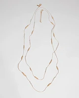 Long Faux-Pearl and Goldtone Double-Strand Necklace