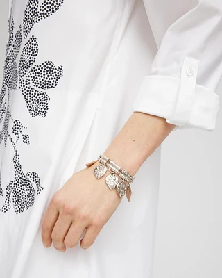 Silver-Tone Leaf Charm Bracelet