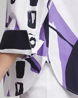 No Iron™ Stretch Abstract Print 3/4 Sleeve Shirt