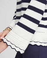 Striped Eyelet Pointelle Pullover