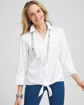 No Iron™ Tie-Front Stretch Shirt