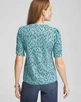 Slub Shirred Sleeve Henley Tee