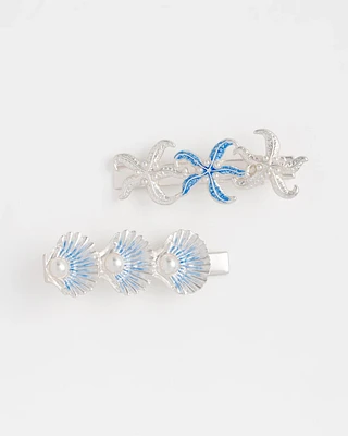 Silvertone Ocean Motif Hair Pins