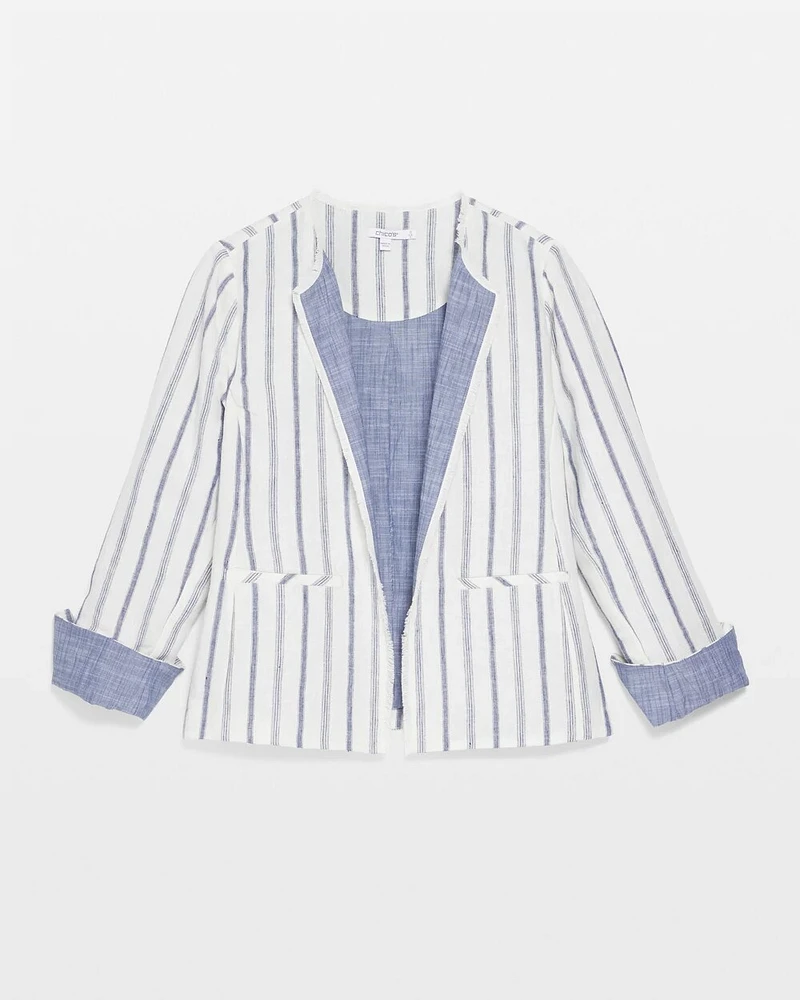 Stripe Linen Frayed Jacket