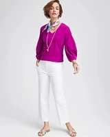 Striped Straight-Leg Cropped Pants