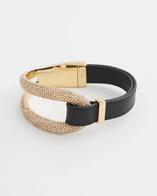 Leather Pavé Magentic Bracelet