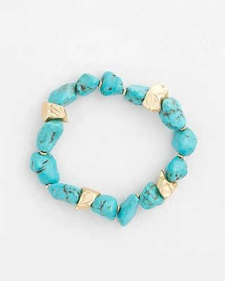 Genuine Turquoise Stone Stretch Bracelet
