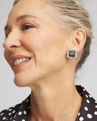 No Droop™ Onyx Square Clip-On Earrings