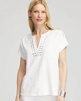 Paillette Trim Cotton Slub Tee