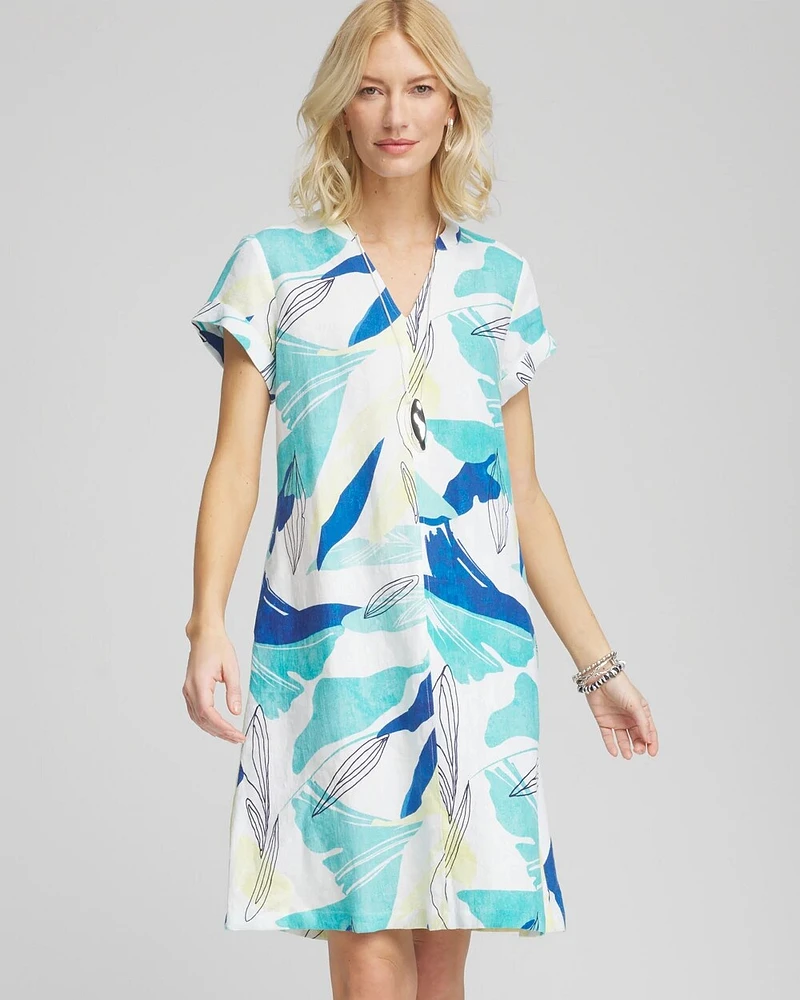 Cuff Sleeve Linen Dress