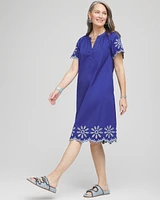 Embroidered Poplin Popover Dress