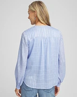 Split Neck Crinkle Blouse