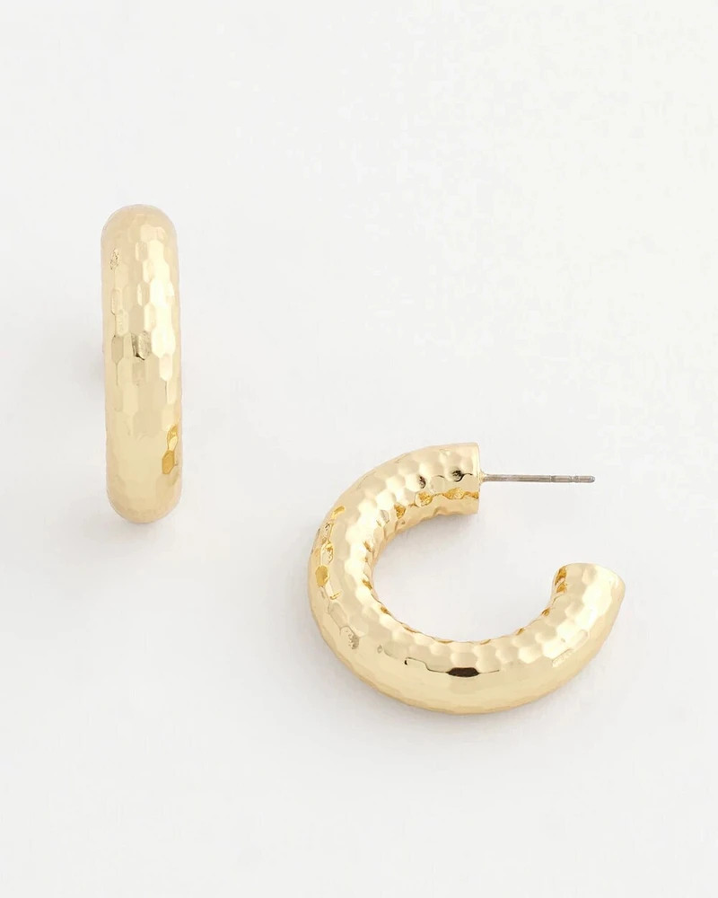 No Droop® Textured Goldtone Hoop Earrings