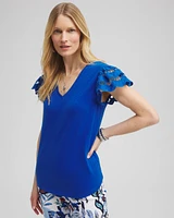 Tiered Eyelet Sleeve Top
