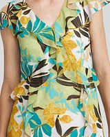 Chiffon Floral Faux Wrap Dress
