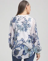 Butterfly Chiffon Split Neck Blouse