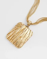 Goldtone Crinkle Pendant Necklace