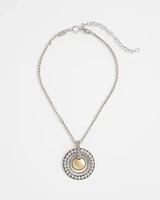 Mixed Metal Circle Pendant Necklace