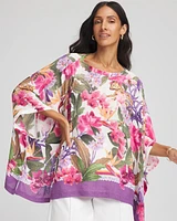 Floral-Print Poncho
