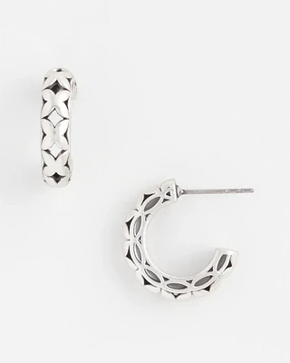 No Droop® Textured Silver Tone Hoop Earrings
