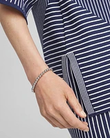 Small Beaded Silver Tone Stretch Bracelet