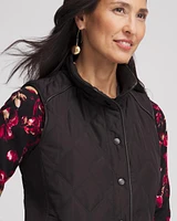 Rib Trim Quilted Vest