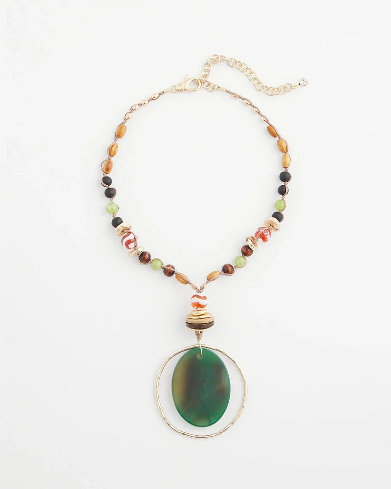 Sliced Agate Stone Pendant Necklace