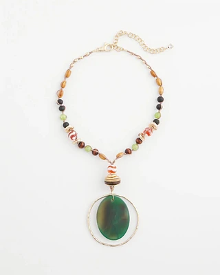 Sliced Agate Stone Pendant Necklace
