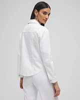No Stain Cropped Shirttail Denim Jacket