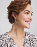 No Droop® Silver Teardrop Wave Earrings