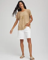 Geo Embroidered Linen Tee