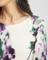 Floral Button Long Sleeve Pullover Sweater