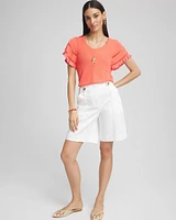 Cutout Short-Sleeved Pullover Sweater