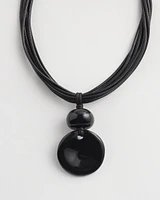 Multistrand Black Stone Pendant Necklace