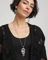 Silvertone Concentric Circles Pendant Necklace