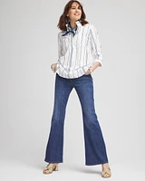 No Iron™ Striped Buttonback Stretch Tunic