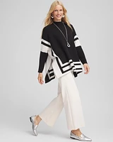 Colorblock Sweater Poncho