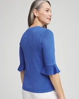 Ruffle Crew-Neck Pullover Sweater