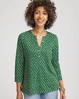 Geo Cotton Slub Henley Shirt
