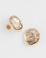 Gold Tone Round Disc Stud Earrings