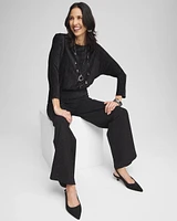 Crinkle Velvet Banded Hem Top