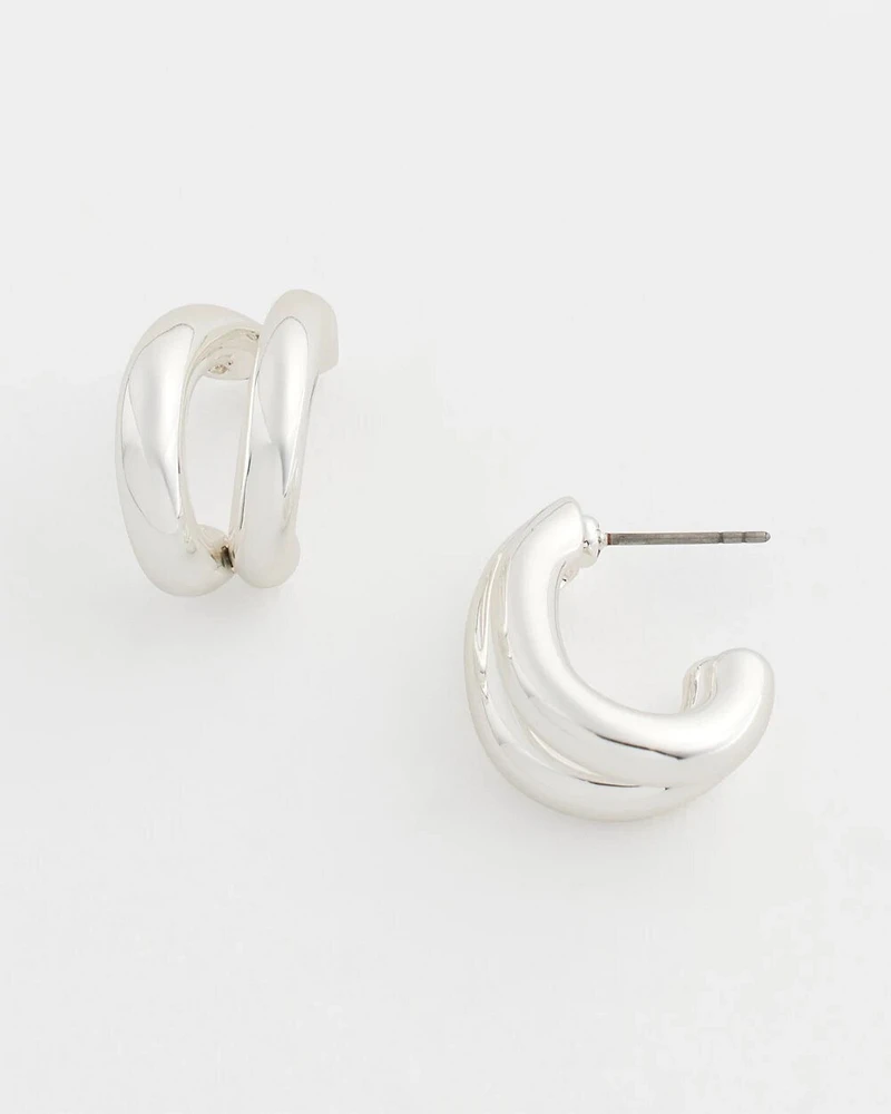 No Droop® Silvertone Double Hoop Earrings