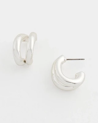 No Droop® Silvertone Double Hoop Earrings