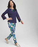 Brigitte™ Slub Floral Slim Ankle Pants