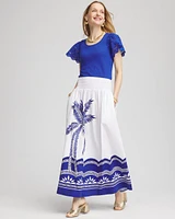 Tropical Smocked Waist Pull-On Skirt