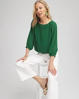 Embroidered Crinkle Chiffon Blouse