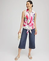 No Iron™ Bloom Linen Tie-Front Shirt