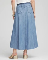 Tencel™ Denim Pull-On Pleated Midi Skirt