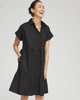 Poplin Diagonal Button Front Dress