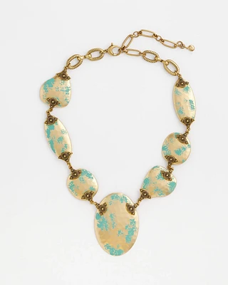 Turquoise and Gold Bib Necklace